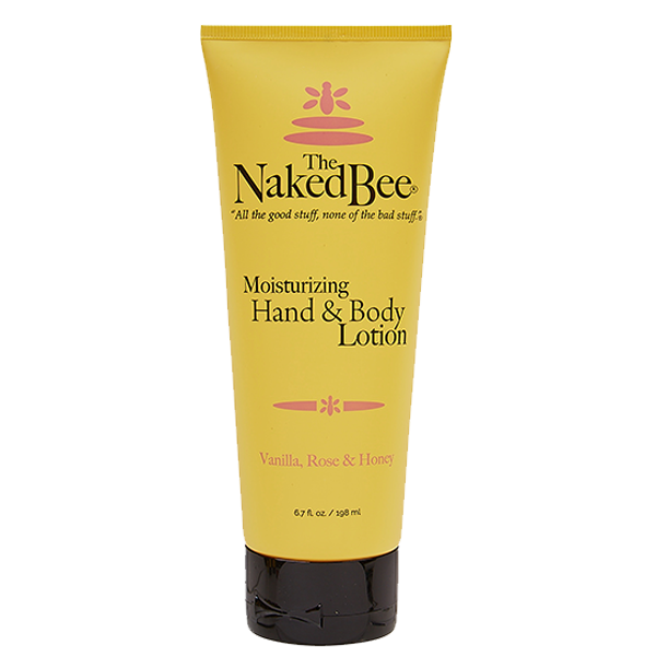 Moisturizing hand and body lotion by The Naked Bee in Vanilla, Rose, and Honey scent. 6.7 oz