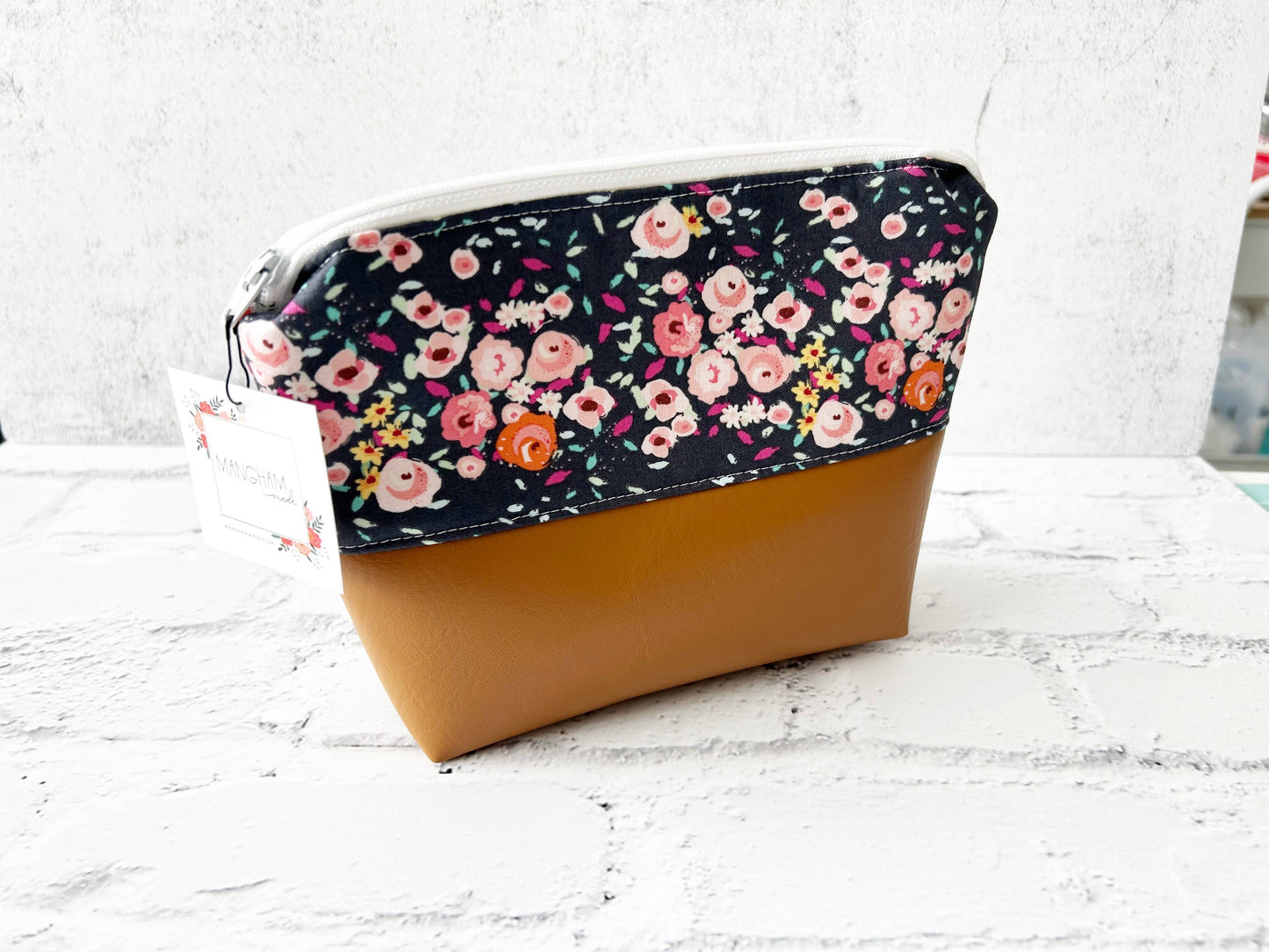 Black Floral Cosmetic Bag