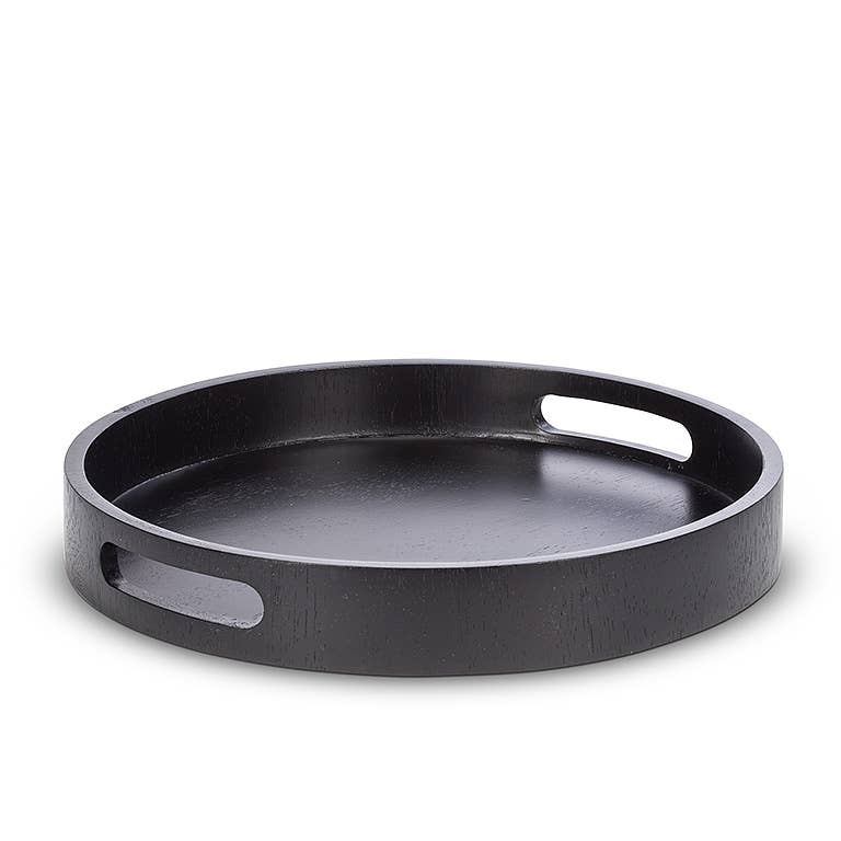 Round Tray with Handles, Black