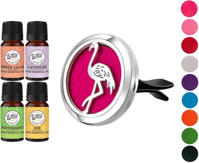 Flamingo Car Vent Diffuser with 4 Essential oils