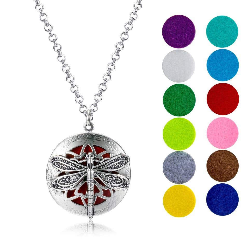 DragonFly Aromatherapy Diffuser Necklace with 12 color pads