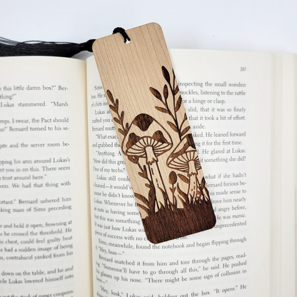 Whimsical Mushrooms Wood Bookmark