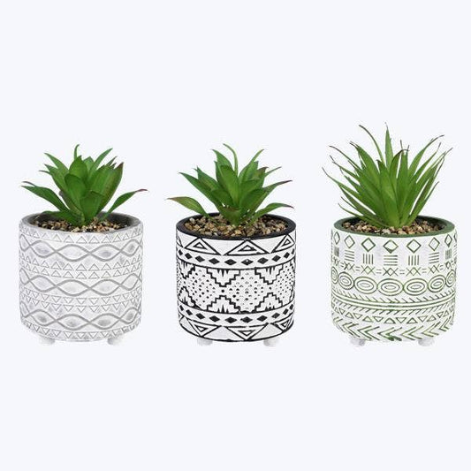 Decorative Cement Pot with Greenery