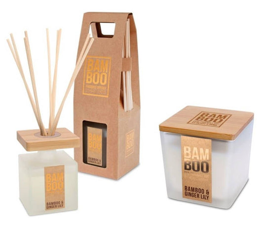 Bamboo and Ginger Lily | Small Frosted Candle & Diffuser Gift Set